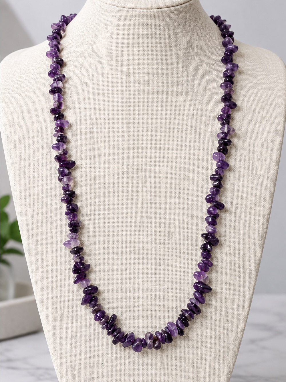 Chip Bead Necklace - Purple